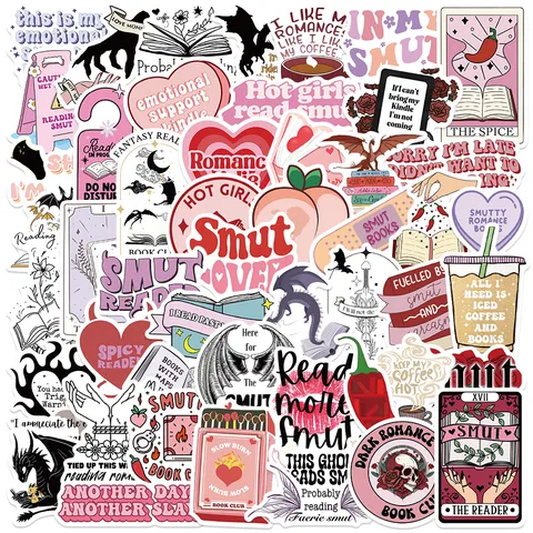 Bookish Smutty Reading Waterproof PVC Graffiti Stickers Laptop Luggage Decals Reading Lovers Literary Vinyl Sticker Pack