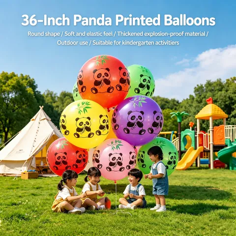 Large Panda And Heart Printed Latex Balloons Thickened Explosion Proof Outdoor Party Decoration Toys