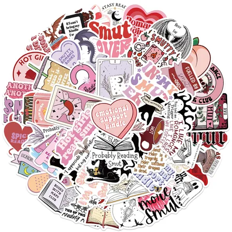 Bookish Smutty Reading Waterproof PVC Graffiti Stickers Laptop Luggage Decals Reading Lovers Literary Vinyl Sticker Pack