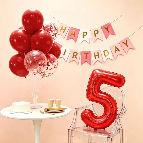 Gold Red Number Foil Balloons Digital Balloon Birthday Party Decoration Kids Boy Girl Baby Shower Celebration Supplies