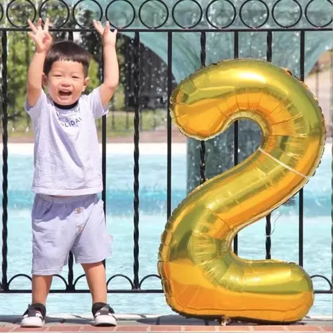 Gold Number Foil Balloon Digital Balloons Birthday Party Wedding Celebration Photography Props Kids Event Decor