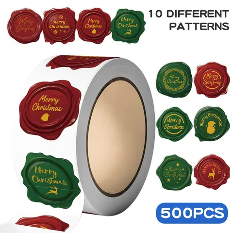 Christmas Wax Seal Style Roll Stickers DIY Decorative Sealing Stickers For Envelope Phone Laptop Holiday Party Supplies