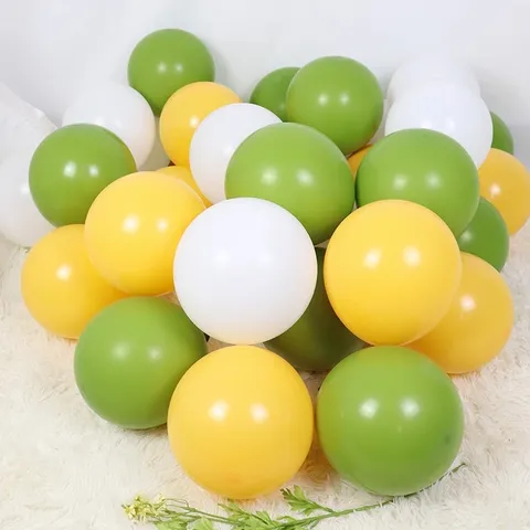 Retro Olive Green Pastel Green Yellow White Latex Balloons Set For Birthday Party School Classroom Decoration
