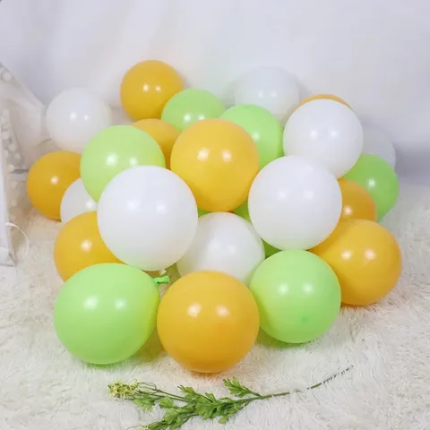 Retro Olive Green Pastel Green Yellow White Latex Balloons Set For Birthday Party School Classroom Decoration