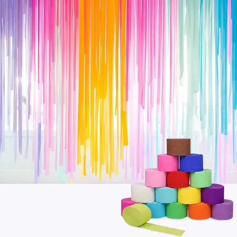 Colorful Crepe Paper Streamers Roll For Party Backdrop Wedding Wall Decoration DIY Craft Paper Garland Supplies