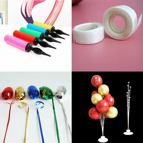 Tira de Decoración de Globos Bomba Infladora Eléctrica Herramienta de Atado de Globos Soporte de Mesa y Suelo Cable de Luz LED Blanco Cálido Accesorios de Fiesta