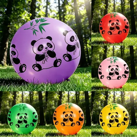 Large Latex Balloons Thickened Explosion Proof Panda Print Balloons With Pump Ribbon For Outdoor Park Party