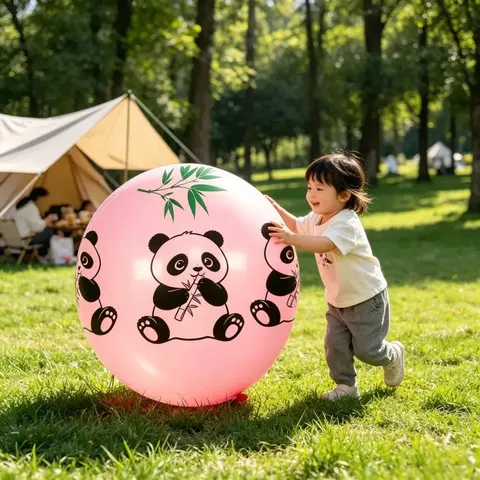 Large Latex Balloons Thickened Explosion Proof Panda Print Balloons With Pump Ribbon For Outdoor Park Party