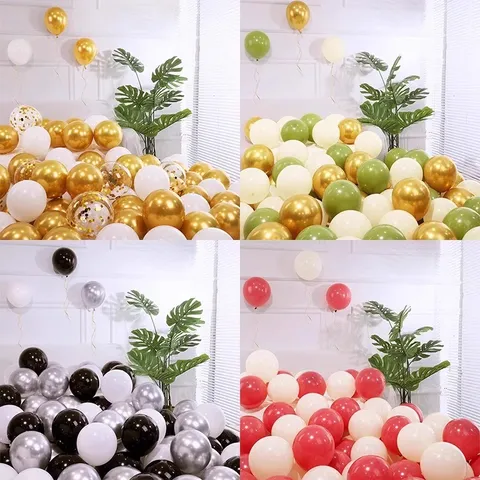 Wedding Party Balloon Arch Kit Metallic Gold Silver Latex Balloons With Confetti Balloons Air Pump Ribbon Glue Dots For Birthday Wedding Decor