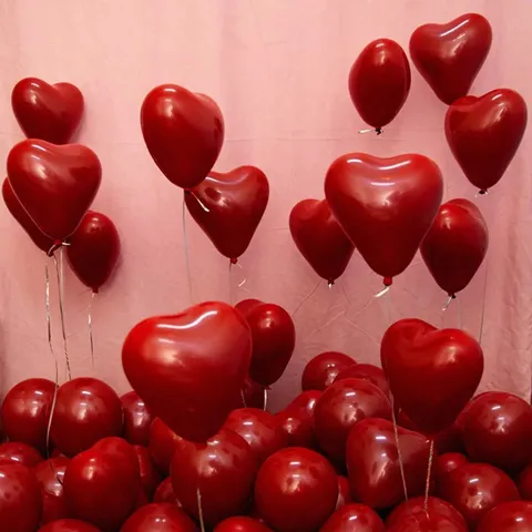 Pomegranate Red Heart Latex Balloons Double Layer Thickened For Wedding Engagement Valentine Party Decoration