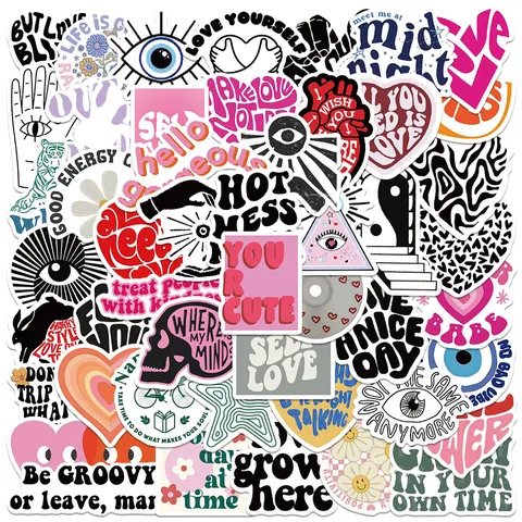 Citazioni Inglesi Ispiratrici Slogan Adesivi Graffiti Di Cartoni Animati Decalcomanie Impermeabili Per Bagagli Laptop Chitarra