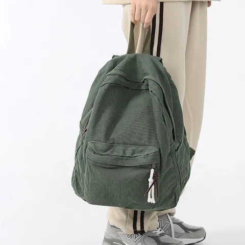 Sac à Dos Décontracté en Toile pour Femmes Style Collège Minimaliste Cartable Scolaire Voyage Ordinateur