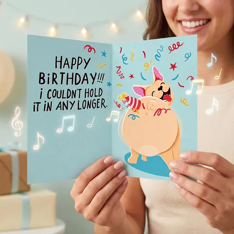 Divertente Biglietto D'Auguri Di Compleanno Per Bulldog Francese Musica Di Apertura E Chiusura Pagina Interna Vuota Biglietto Di Benedizione Scritto A Mano