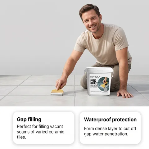 HOMEXA Patio Tile Grout Light Grey Waterproof Anti-Mold Gap Filler Repair Paste For Bathroom Kitchen Floor And Wall