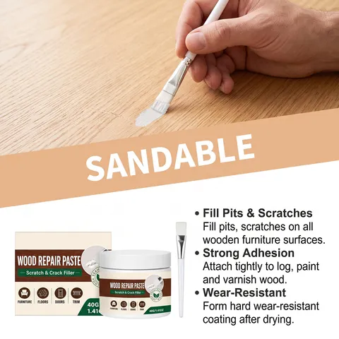 White Wood Repair Paste For Furniture Scratches And Cracks Floor Maintenance With Cleaning Brush Home Care Tool