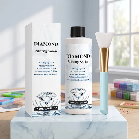 Diamond Painting Sealer With Silicone Brush Glossy Finish Protective Glue For Diamond Art And Jigsaw Puzzles Craft