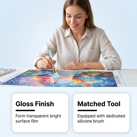 Diamond Painting Sealer With Silicone Brush Glossy Finish Protective Glue For Diamond Art And Jigsaw Puzzles Craft