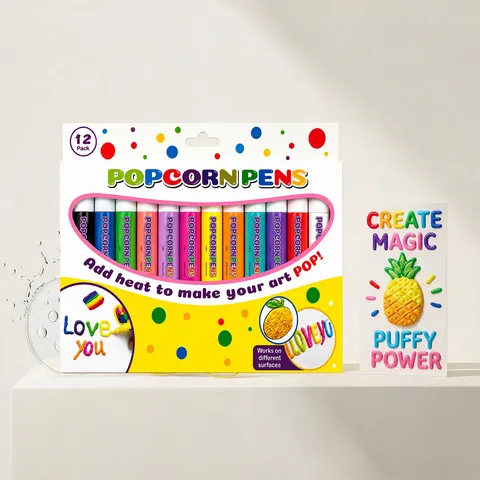 Stylos Popcorn 3D Puffy Stylos de Peinture DIY Magique Bulles Dessin Graffiti Stylos pour Cartes de Vœux Artisanat
