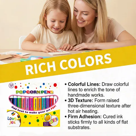 Stylos Popcorn 3D Puffy Stylos de Peinture DIY Magique Bulles Dessin Graffiti Stylos pour Cartes de Vœux Artisanat