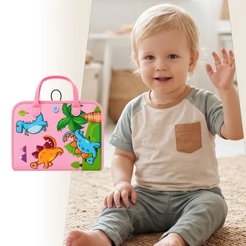 Kids Sensory Busy Book Portable Felt Quiet Book Dinosaur Toddler Early Education Learning Toy Interactive Travel Game Book