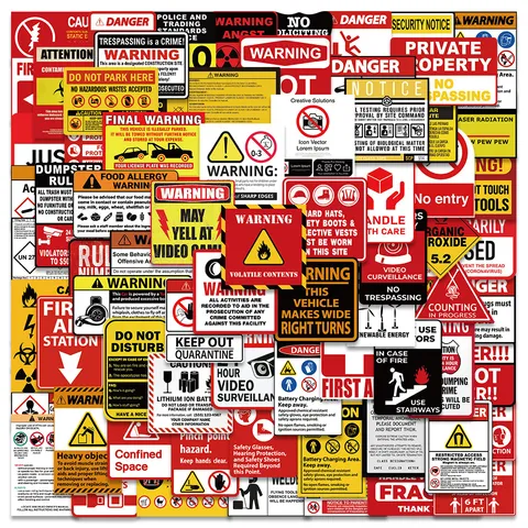 Adesivi Graffiti in PVC Impermeabili Avvertimento Sicurezza Slogan Decalcomanie Per Valigia Computer Telefono Bottiglia d'Acqua