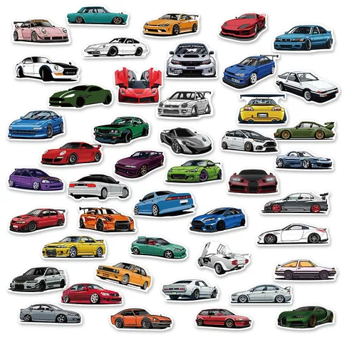 Pegatinas de Graffiti de Coche JDM de Dibujos Animados Coche Deportivo de Carreras Calcomanías Impermeables Para Motocicleta Equipaje Portátil Estilo de Coche