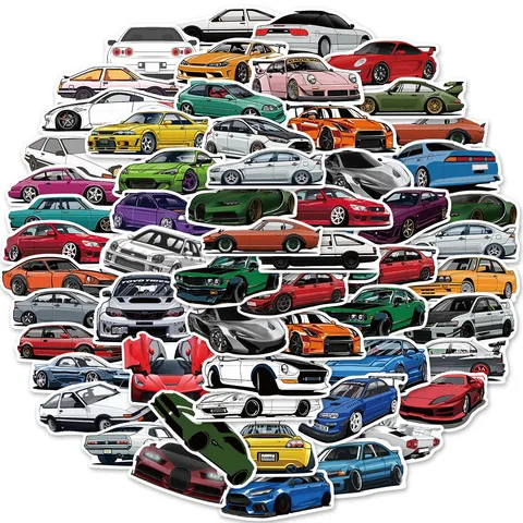 Pegatinas de Graffiti de Coche JDM de Dibujos Animados Coche Deportivo de Carreras Calcomanías Impermeables Para Motocicleta Equipaje Portátil Estilo de Coche