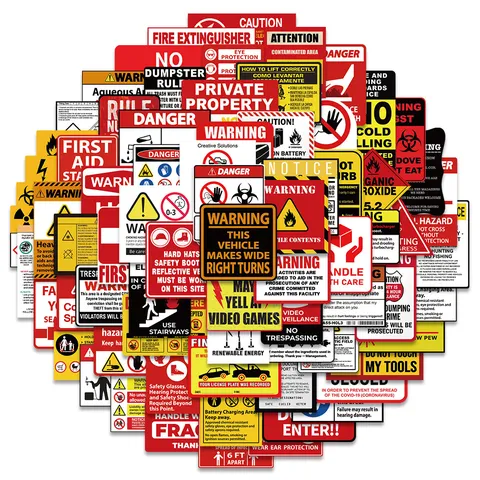 Adesivi Graffiti in PVC Impermeabili Avvertimento Sicurezza Slogan Decalcomanie Per Valigia Computer Telefono Bottiglia d'Acqua