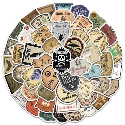 Autocollants Graffiti Étiquette Potion Apothicaire Vintage Stickers PVC Imperméables Pour Bagages Ordinateur Portable Guitare