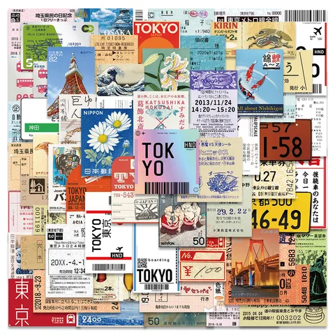 Japanische Reisetickets Und Sehenswürdigkeiten Wasserdichte Aufkleber Gepäck Laptop Gitarre Wasserflasche Decals