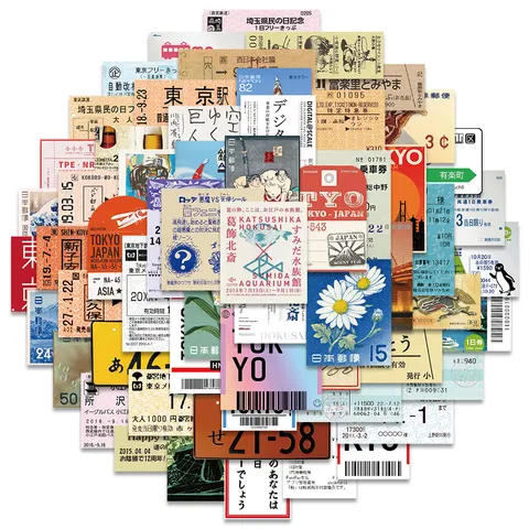 Japanische Reisetickets Und Sehenswürdigkeiten Wasserdichte Aufkleber Gepäck Laptop Gitarre Wasserflasche Decals
