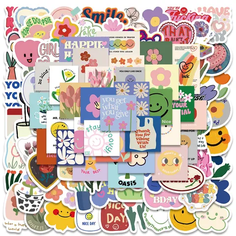 Niedliche Koreanische Ins-Stil Dekorative Aufkleber Wasserdicht PVC DIY Cartoon Graffiti Aufkleber Für Gepäck Wasserflasche Handy Laptop