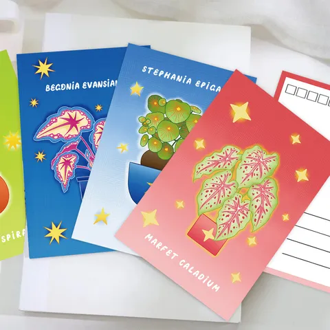 Original Magic Plant Cartoon Creative Postcards Botanical Illustration Greeting Cards For Birthday Holiday