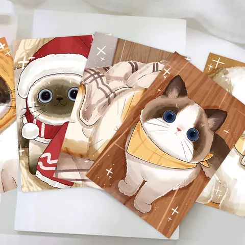 Cartes Postales Mignonnes Animaux Imprimées UV Carton Blanc Cartes de Vœux Pour Fête Anniversaire Papeterie Cadeau
