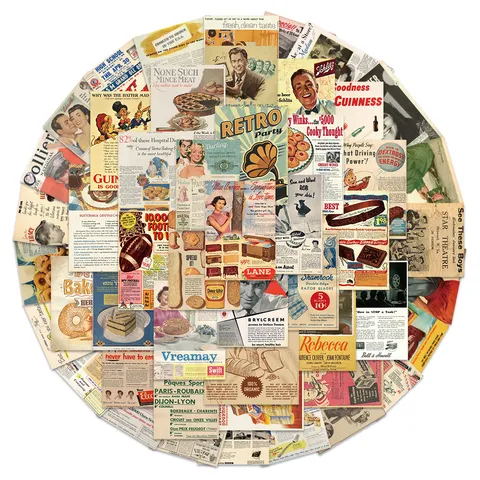 Vintage Magazine Newspaper Stickers Retro Scrapbook Decals Waterproof PVC Stationery Stickers For Luggage Laptop