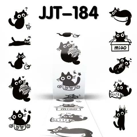 Cute Cartoon Black Cat Sticker Roll Self-Adhesive Paper Decorative Seal Stickers For Notebook Envelope Gift Box Journal