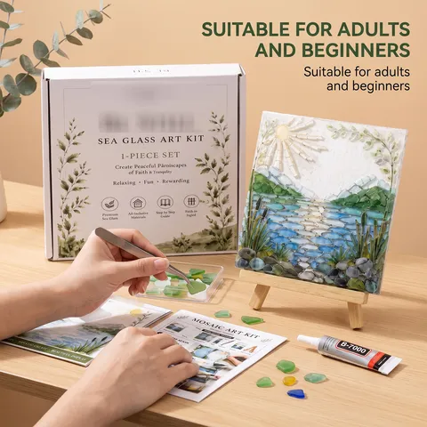 DIY Sea Glass Art Kit Handmade Creative Landscape Painting Home Decor Resin Craft Set For Living Room Desktop Gift
