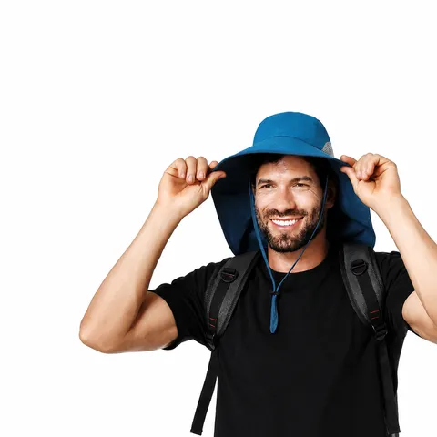 Sombrero de Protección Solar para Exterior Unisex Ala Ancha con Solapa en el Cuello Secado Rápido Plegable Gorra Antirrayos UV