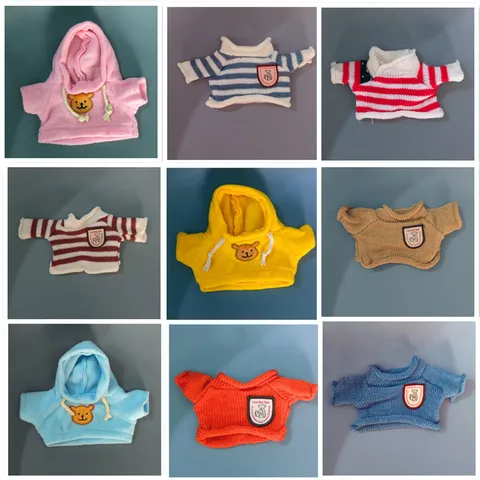 Cute Cartoon Bear Doll Clothes Knitted Sweater Hoodie Outfit For Small Teddy Bear Doll Plush Toy Accessories