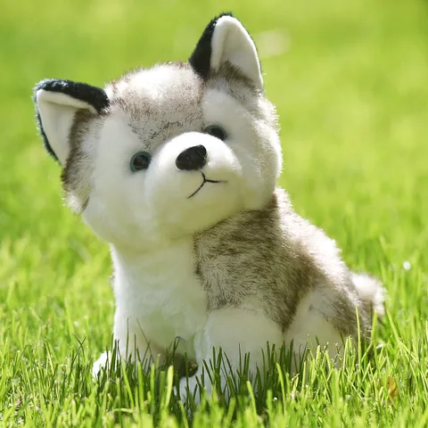 Peluche de Husky Realista Lindo Animal de Peluche Perro Muñeca Almohada Suave de Algodón PP Regalo de Cumpleaños para Niños
