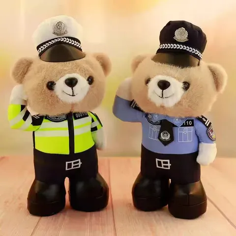 Lindo Osito de Peluche de Policía de Tráfico Panda Juguete de Peluche Animal de Peluche Suave Regalo de Cumpleaños