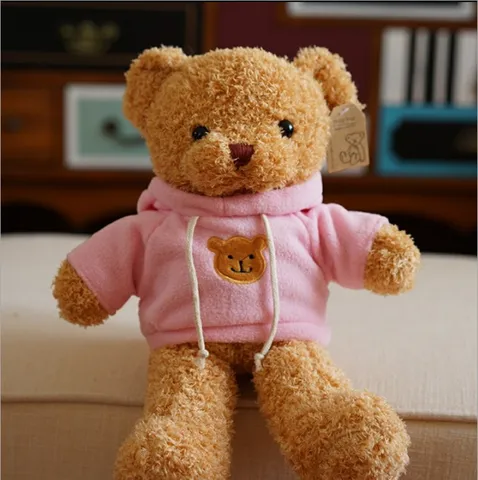 Juguete de Peluche Oso de Peluche Muñeca de Animal Relleno Con Sudadera con Capucha Bordado Lindo Juguete Suave Compañero para Niños