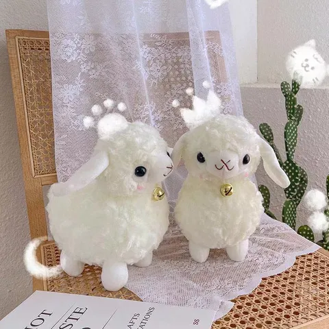 Lindo y Suave Peluche de Cordero Pequeño Con Campana Dorada Muñeca de Animal Relleno Regalo
