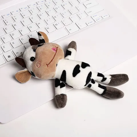 Lindo Vaca Peluche Juguete Colgante Dibujos Animados Animal de Peluche Muñeca Bolsa Colgante Ornato Llavero