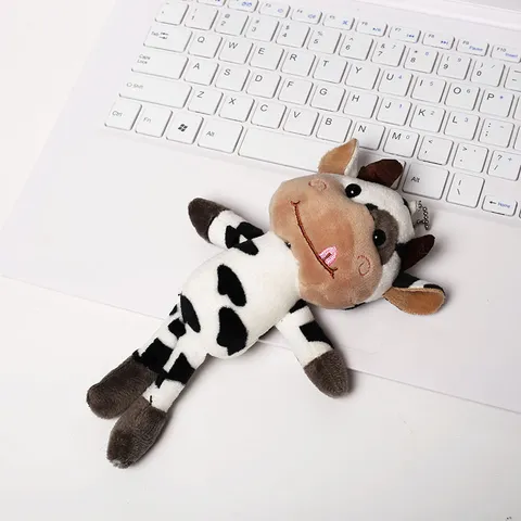 Lindo Vaca Peluche Juguete Colgante Dibujos Animados Animal de Peluche Muñeca Bolsa Colgante Ornato Llavero