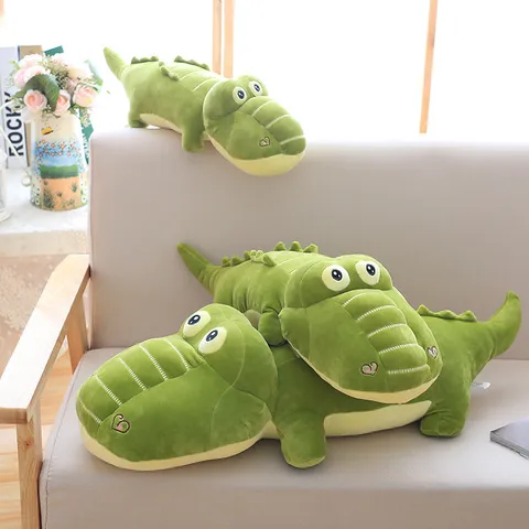 Peluche de Cocodrilo Suave Relleno Lindo Almohada de Cuerpo de Caimán Algodón PP Muñeca de Animal Compañero de Niños Decoración del Hogar