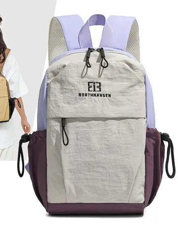 Casual Nylon Backpack Color Block School Bag Lightweight Daypack For Women Student Street Trend Daily Collocation