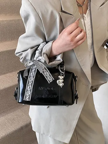 Γυναικεία Mόδα Δέρμα PU Tσάντα Μαξιλάρι Casual Χιαστί Τσάντα Χειρός Mε Δαντέλα Φιόγκος Kαι Καρδιά Κρεμαστό Σικ Καθημερινή Τσάντα Ώμου