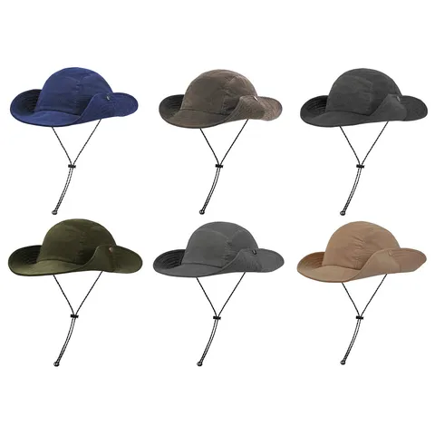 Sombrero De Sol De Pana Ala Ancha Aire Libre Senderismo Anti UV A Prueba De Viento Sombrero Unisex