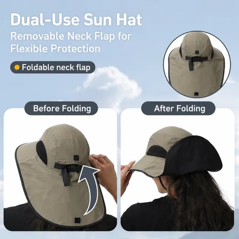 Unisex Brede Rand Zonnehoed Met Nekflap UV Bescherming Waterdicht Ademend Outdoor Wandelen Vissen Fietsen Pet